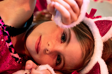 girl in cat costume close up