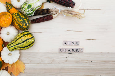 give thanks flatlay letters