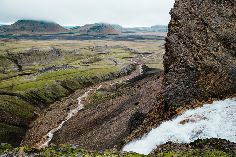 glacier water winding through landscape