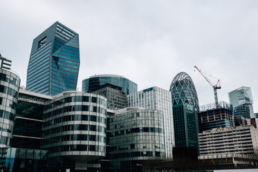 glass city buildings stacked around each other