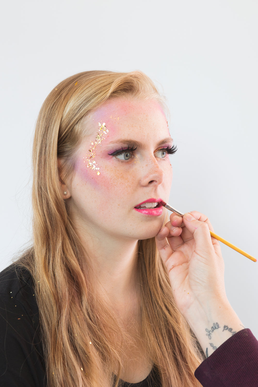 glittery costume makeup