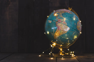 globe wrapped in lights