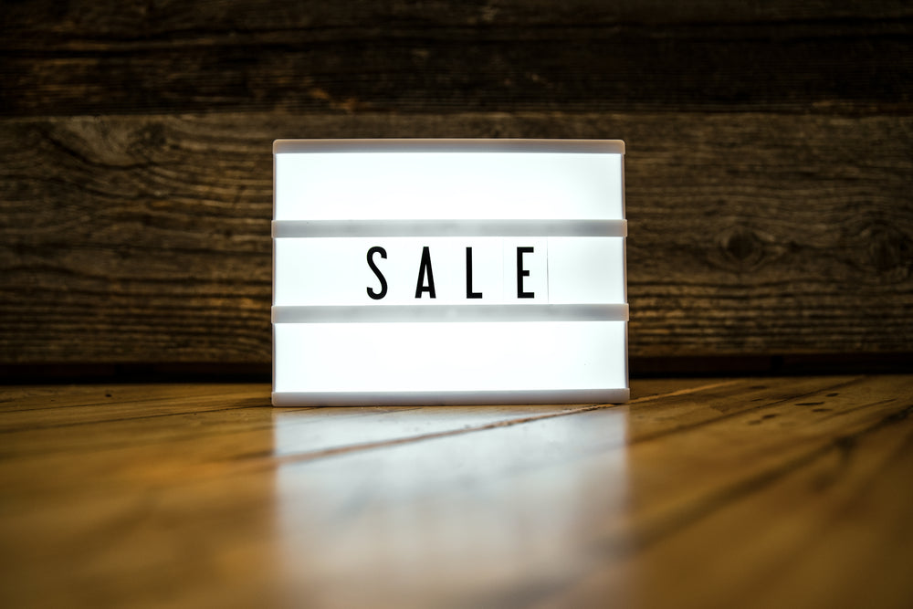 glowing sale sign