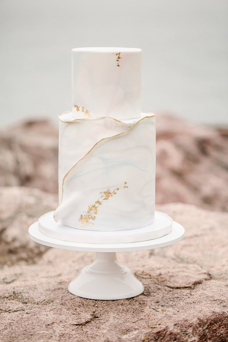 Gold And Marbled Wedding Cake