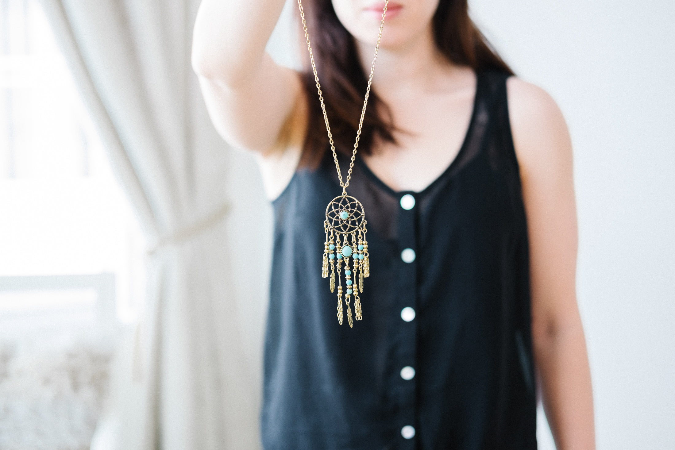 Buy blue dream catcher necklace for good vibes always - Carat Crush