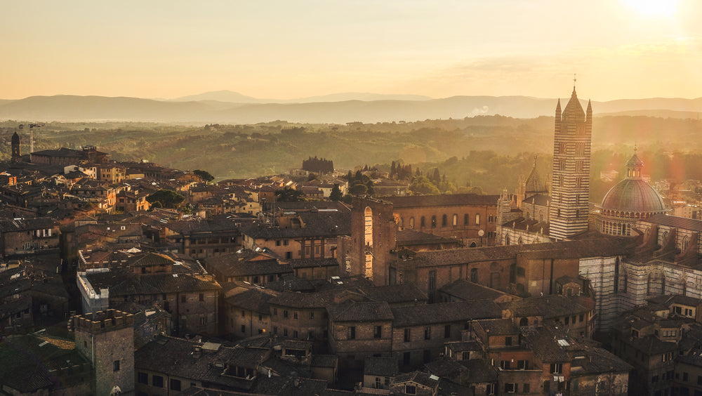 golden hour over european town