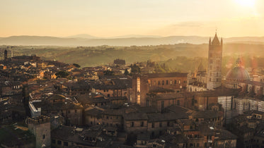 golden hour over european town