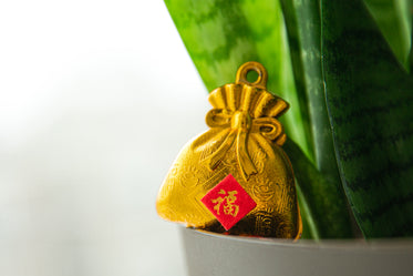 good luck symbol on gold bag