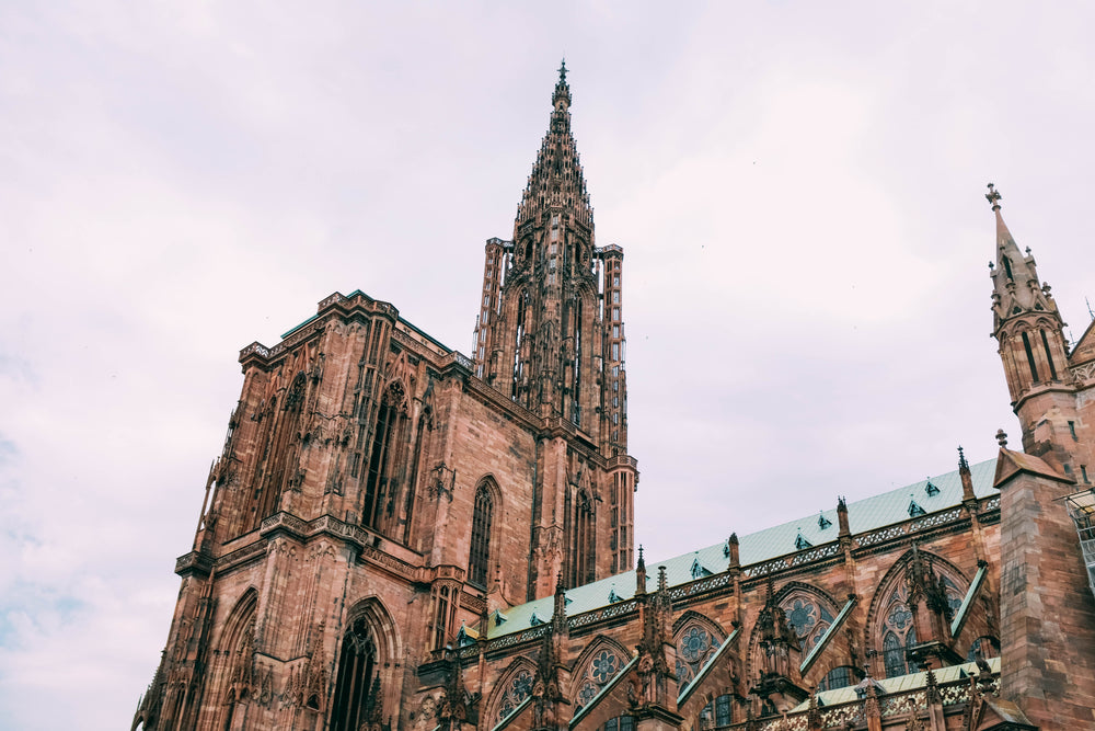 gothic red brick church steeples and spires