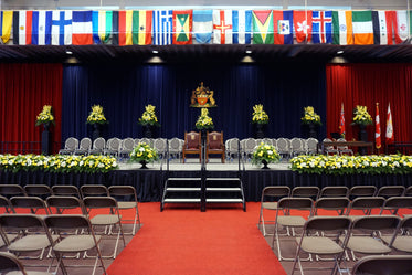 graduation hall prepped for ceremony