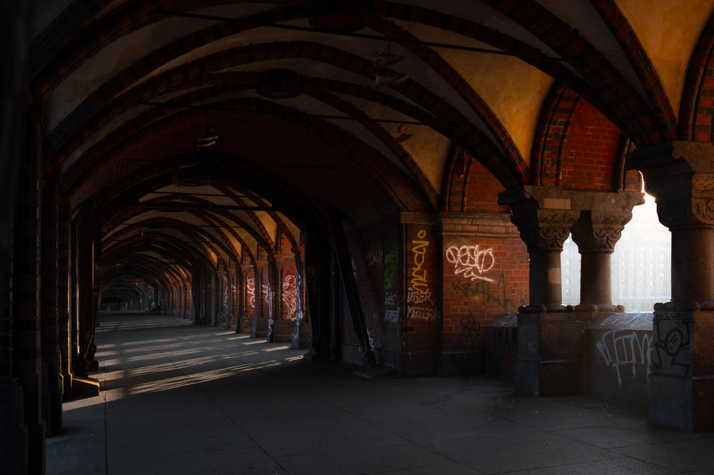 graffiti adorns the walls of old building