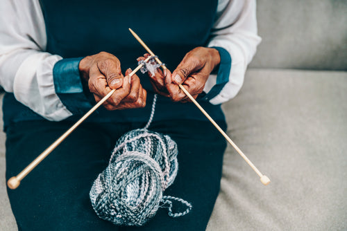 grandma knitting hands