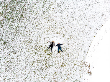 grass and snow converge in a circle of love