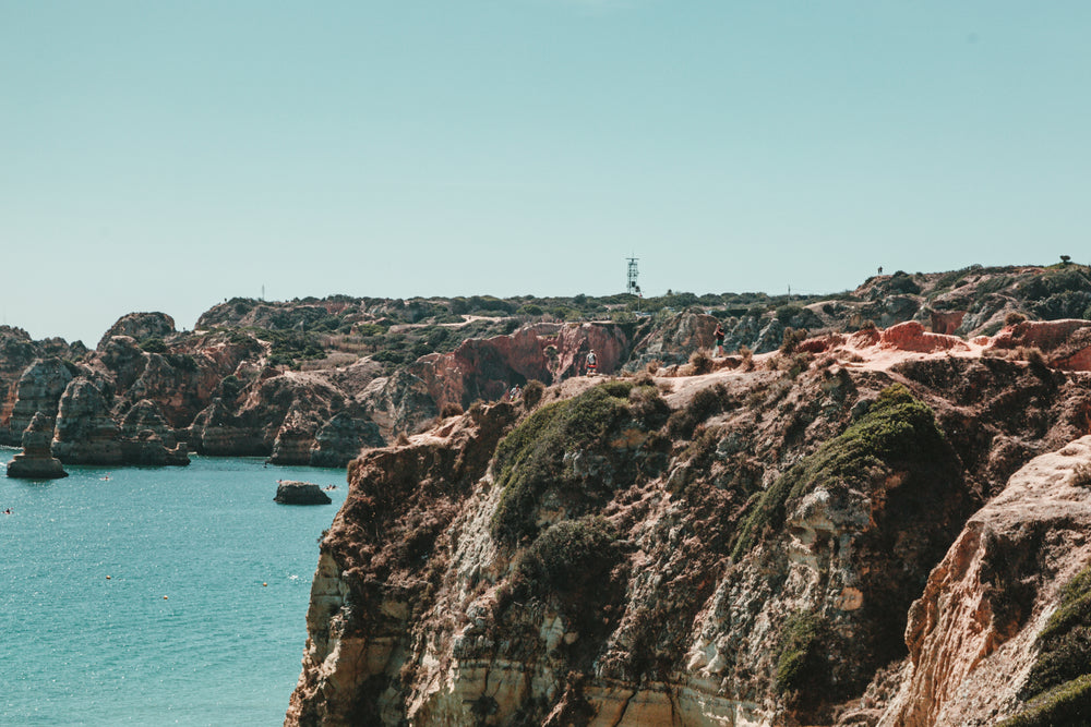 green and sandy cliffs