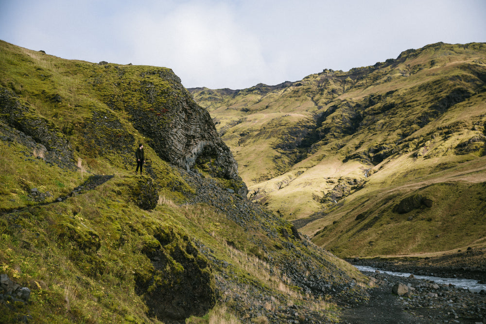 green hills near glaciers