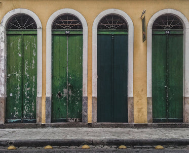 green tall doors