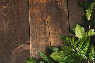 greens on wood background