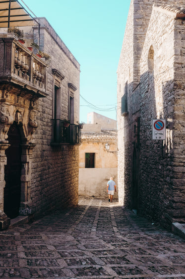 grey alleyway with stone street