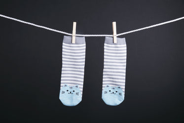 grey and white stripe socks