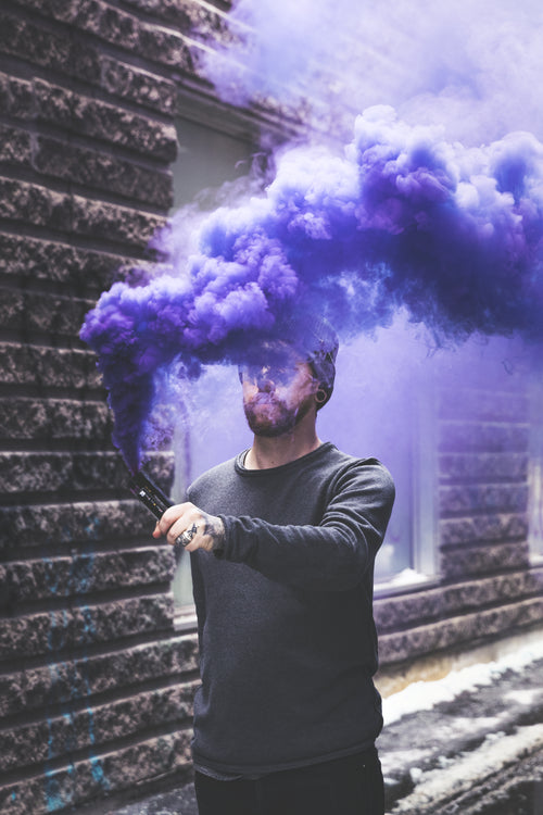 grey man purple smoke