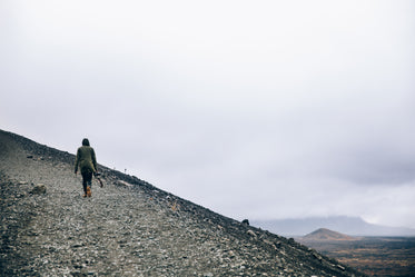 grey sky hill hiking