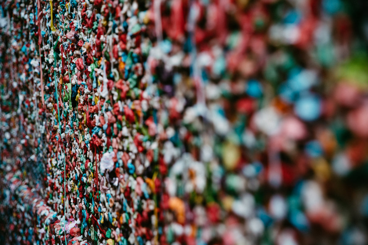 gum covered wall