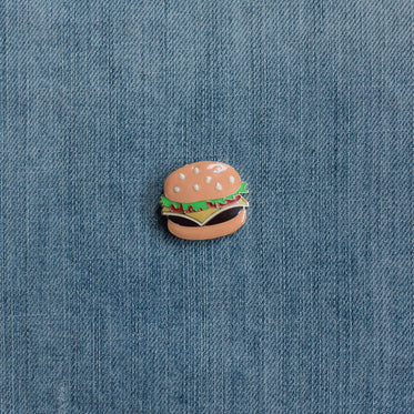 Hamburger Enamel Pin Denim