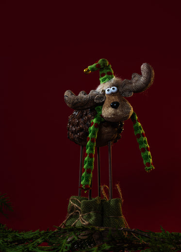 hand crafted pinecone moose
