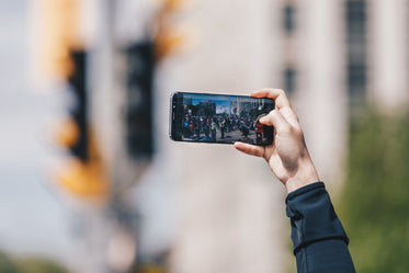 hand holding phone taking photo