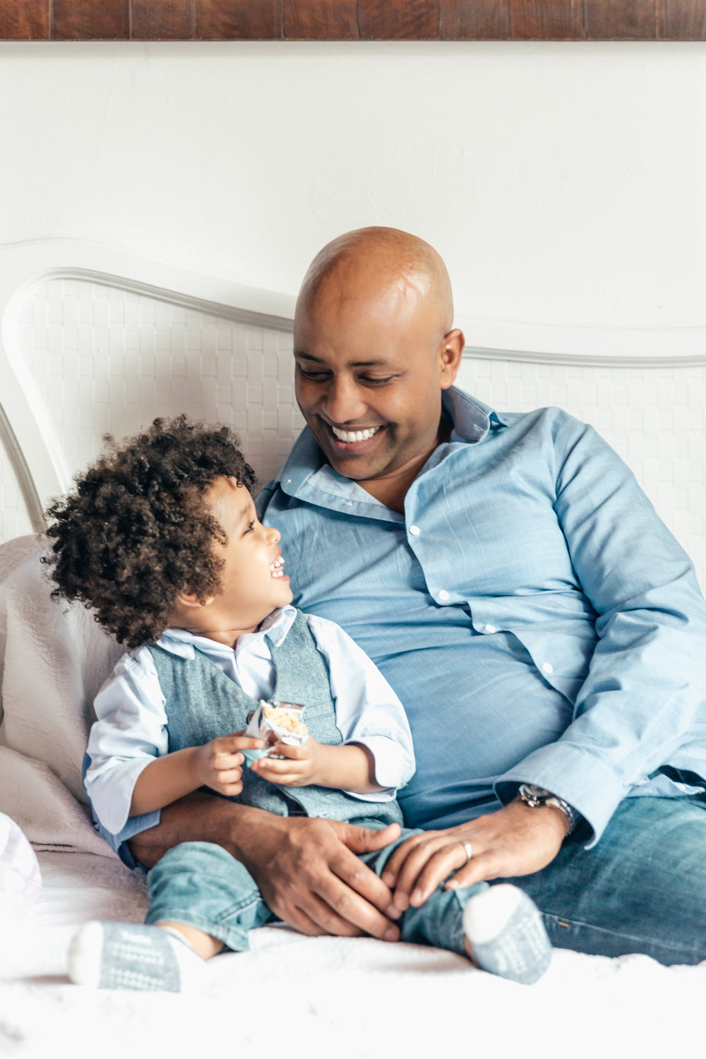 happy boy and father