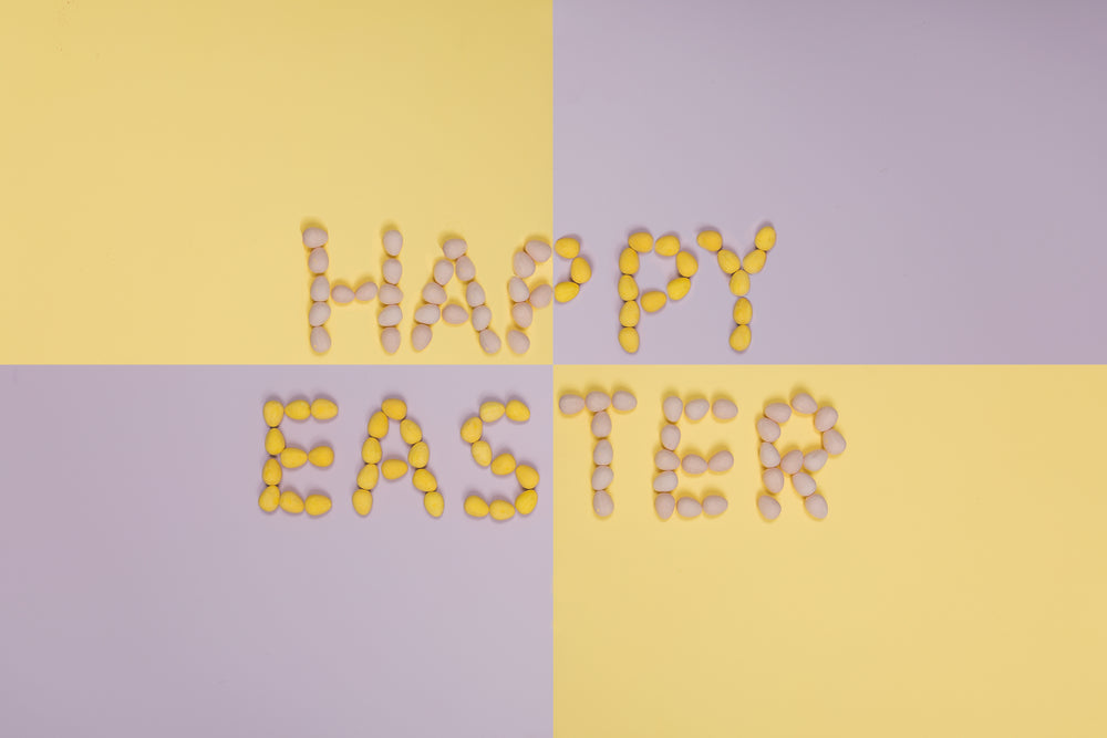 happy easter purple and yellow