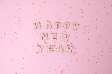 happy new year in letters and confetti