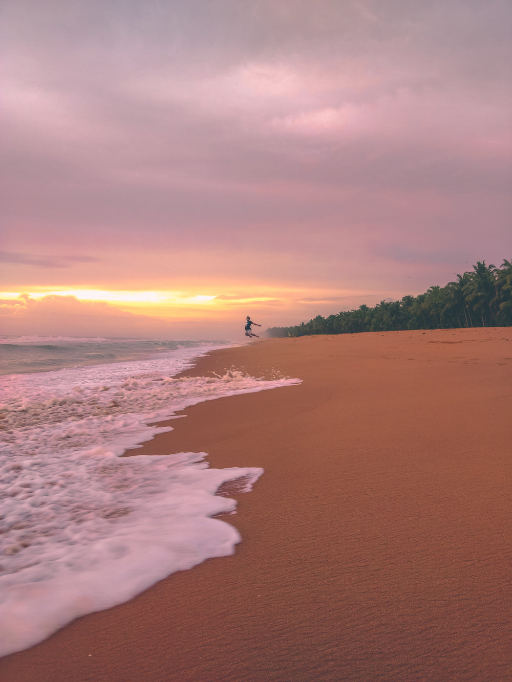 happy pink beach sunset