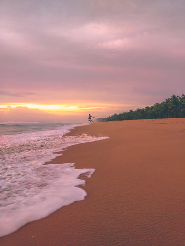 happy pink beach sunset