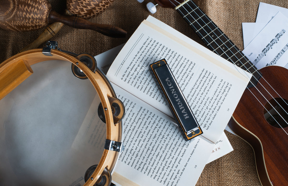 harmonica tambourine and ukulele