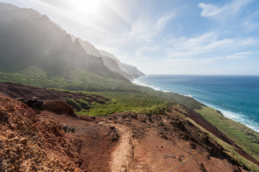 hazy sea cliffs