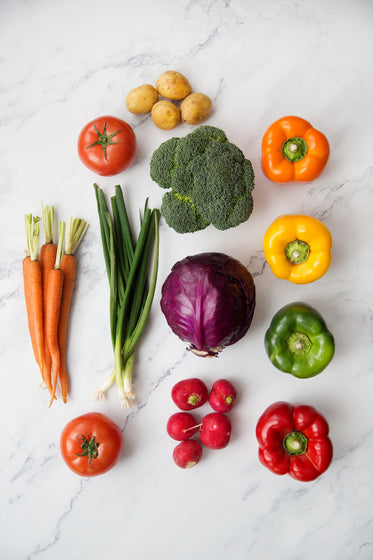 healthy flatlay featuring potatoes