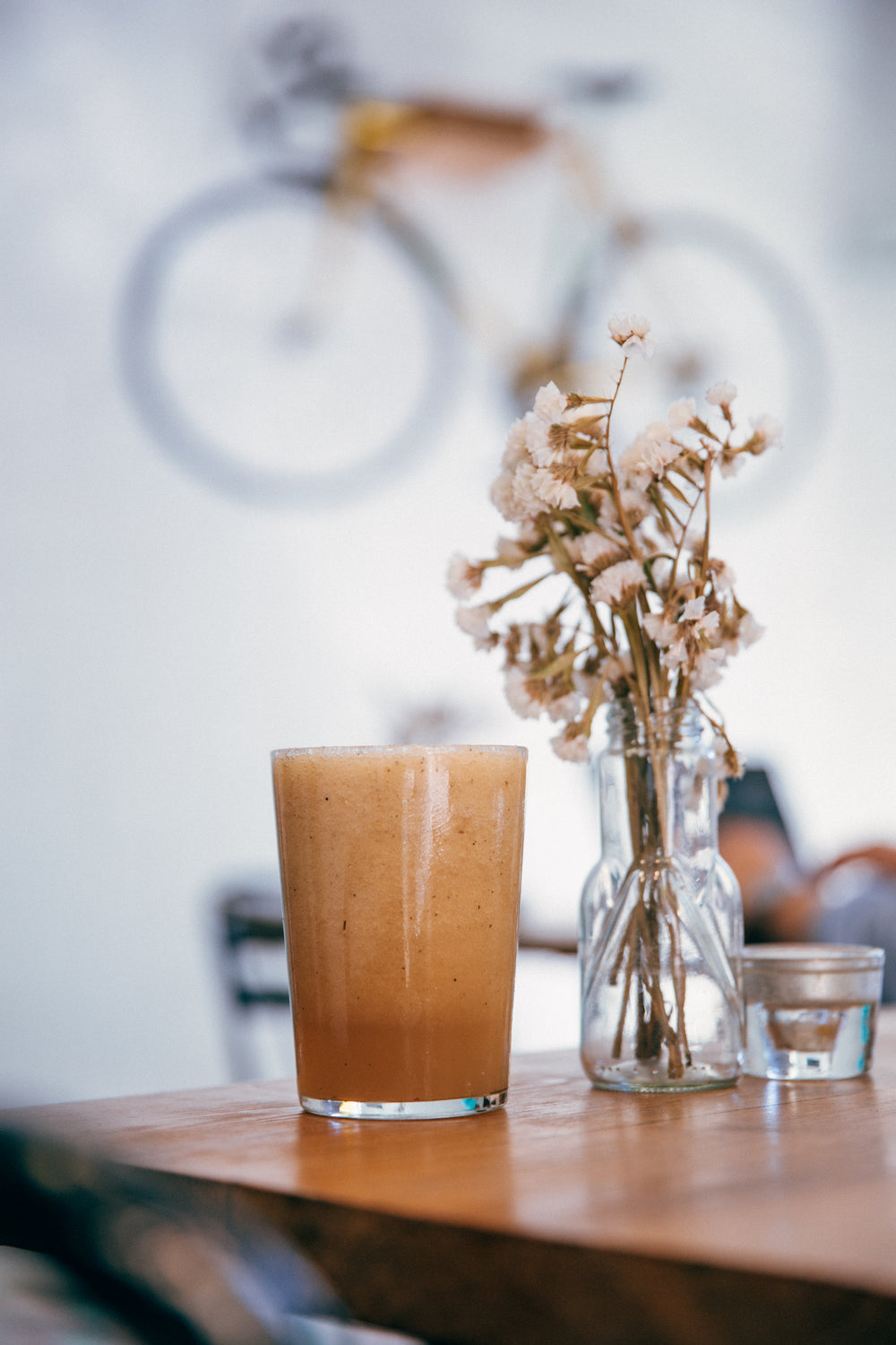 healthy smoothie on cafe table