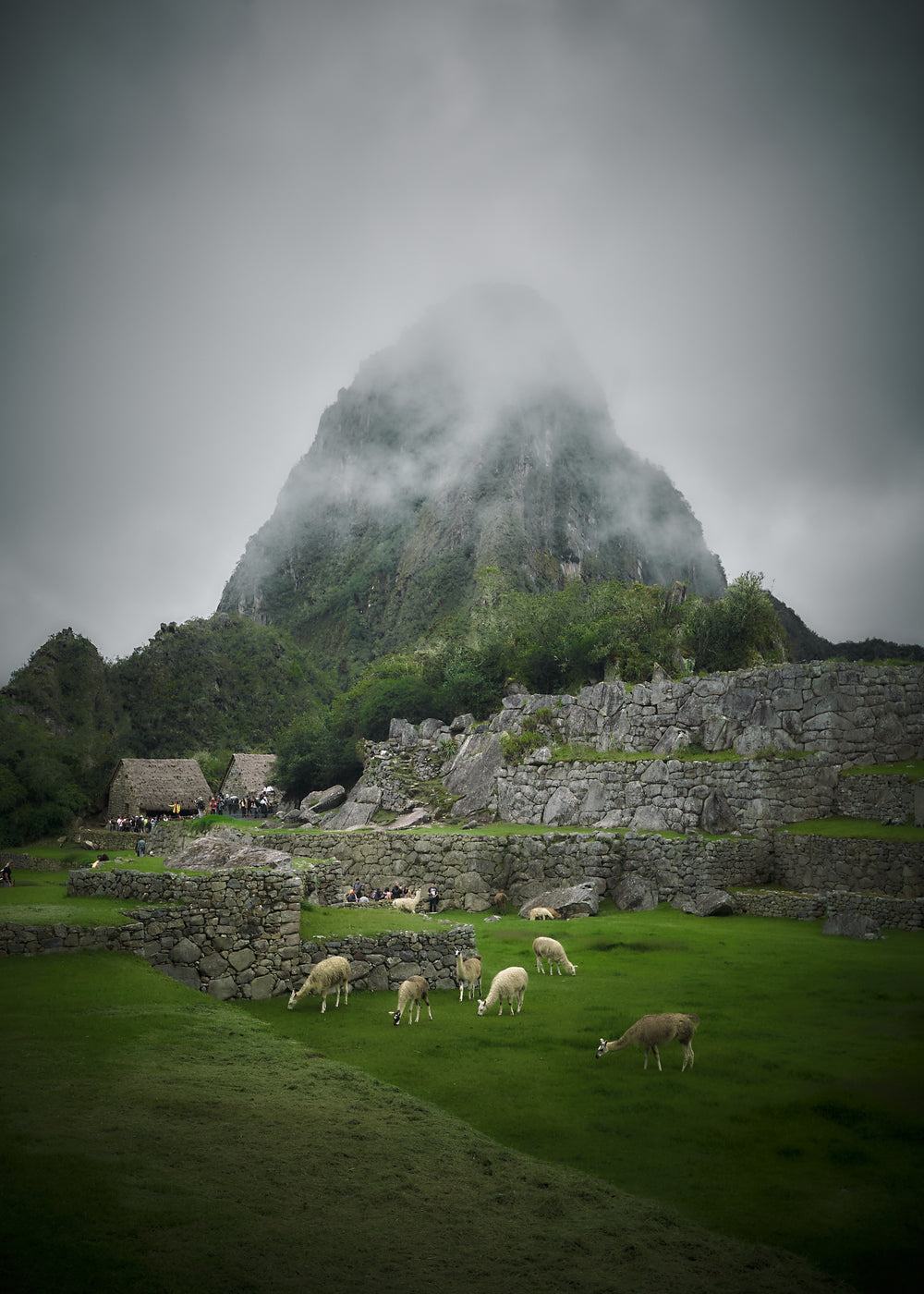 heavy clouds roll over mountain