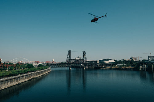 helicopter flying over portland
