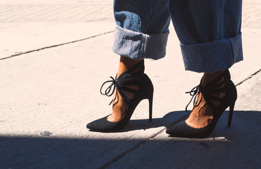 high heels with baggy fashion