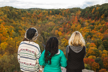 hiker friends enjoy autumn views
