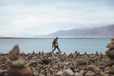 hiking along stoney shore