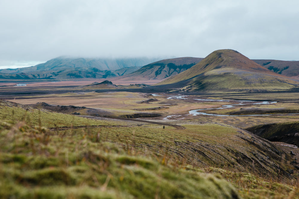 hiking mossy volcanic field