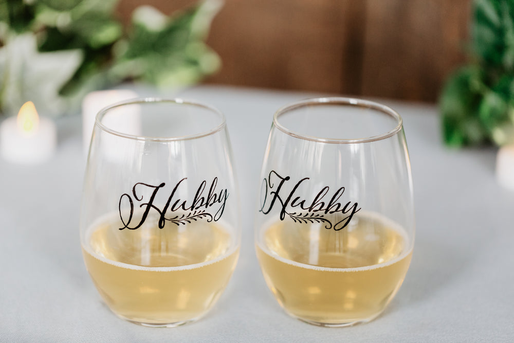 his and his husbands wine glasses