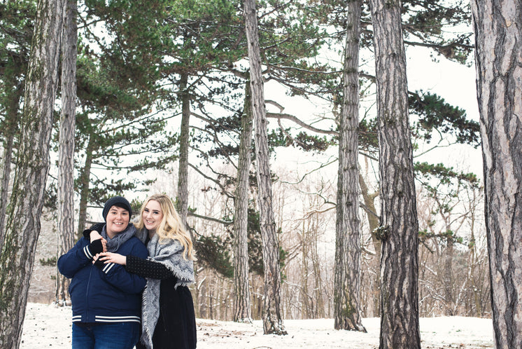 Holding Each Other Closely During A Winter Walk