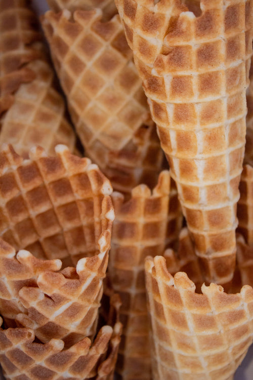 honeycomb pattern ice-cream cones piled together