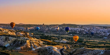 hot air balloons at dusk