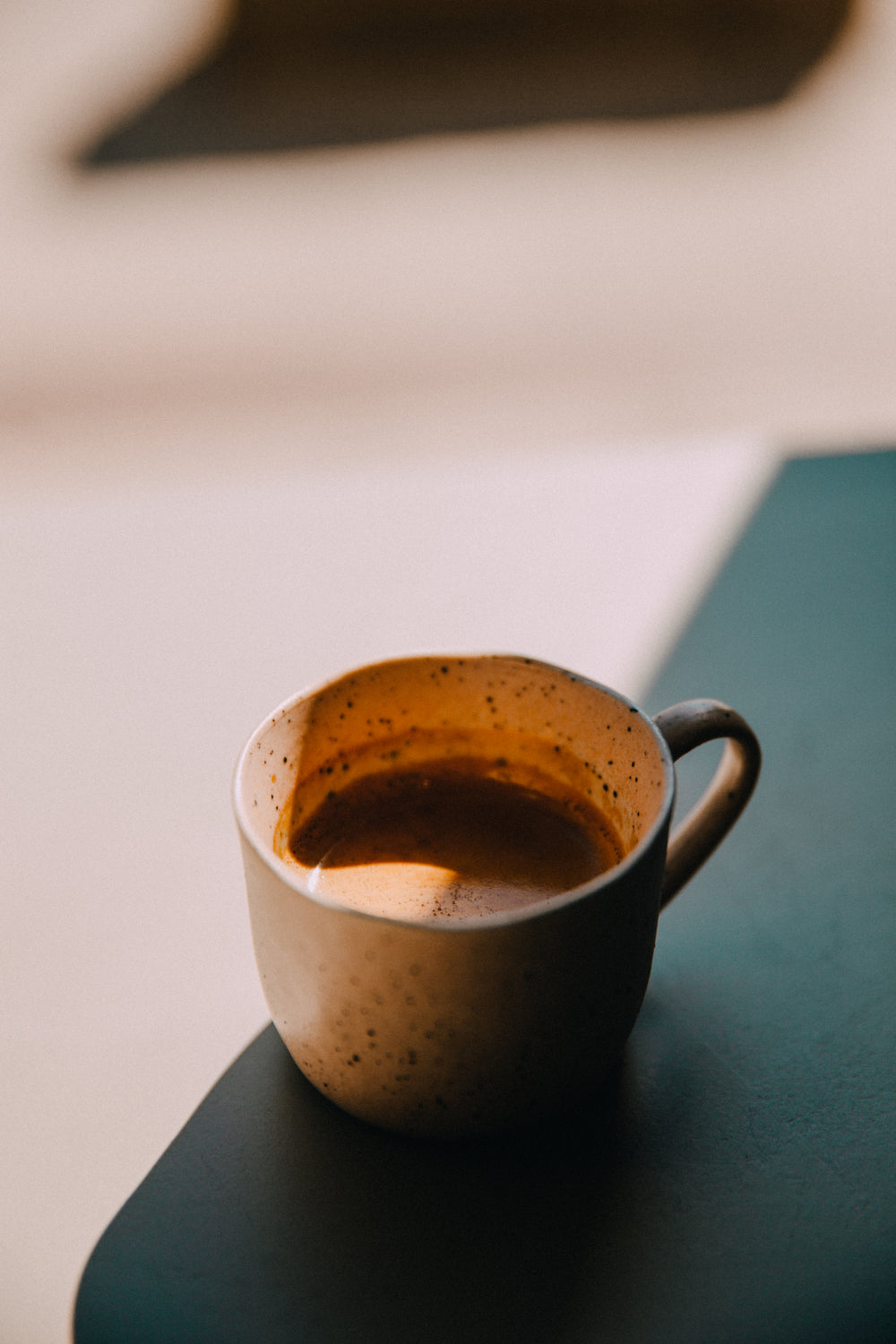 hot coffee in ceramic cup