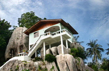 house on tropical rock